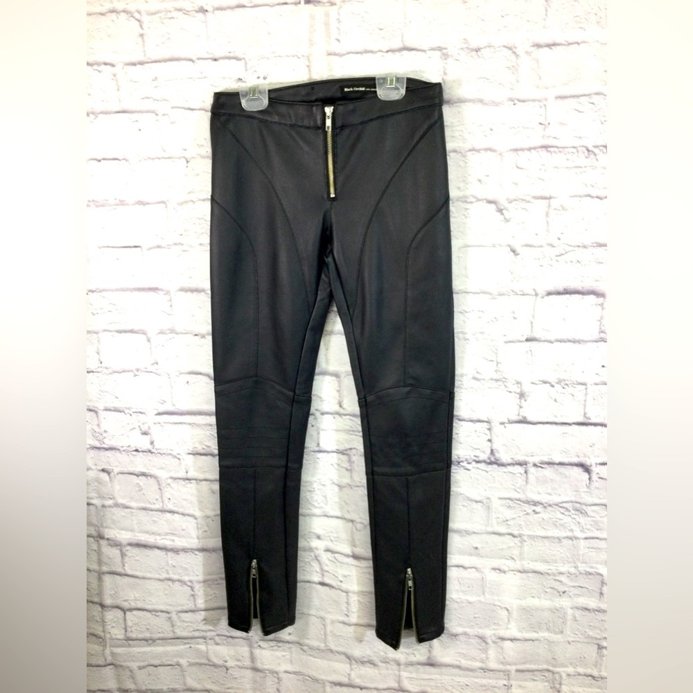 Black Orchid Los Angeles Black Skinny‎ Pants-Faux Leather-Zippers-Size 27